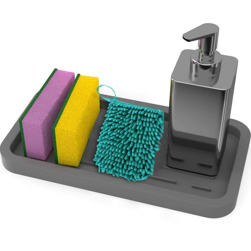 Sink Silicone Tray With drain Soap Sponge Storage Holder
