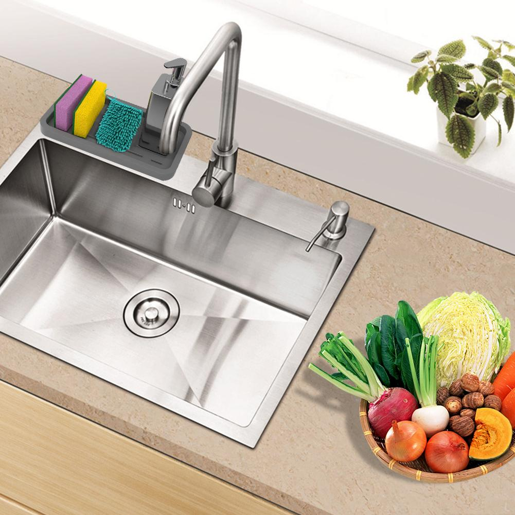 Kitchen Sink Storage Tray Sponge Holder Food Grade Silicone Drain Pan –  NiceTTM